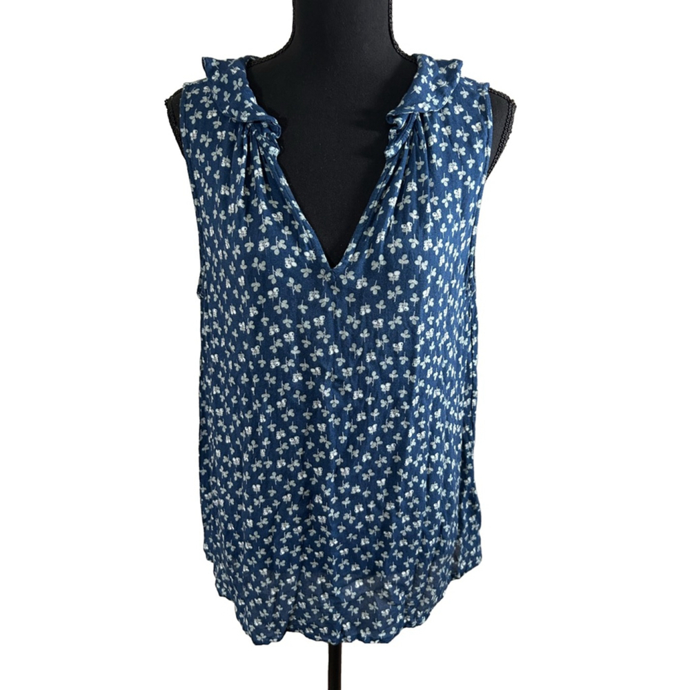 Velvet by Graham & Spencer Blue Floral Sleeveless Top, Size L